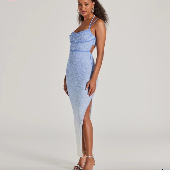 NWT Windsor Nia Beaded Ombre Mesh High Slit Formal Dress size XS - Picture 11 of 15